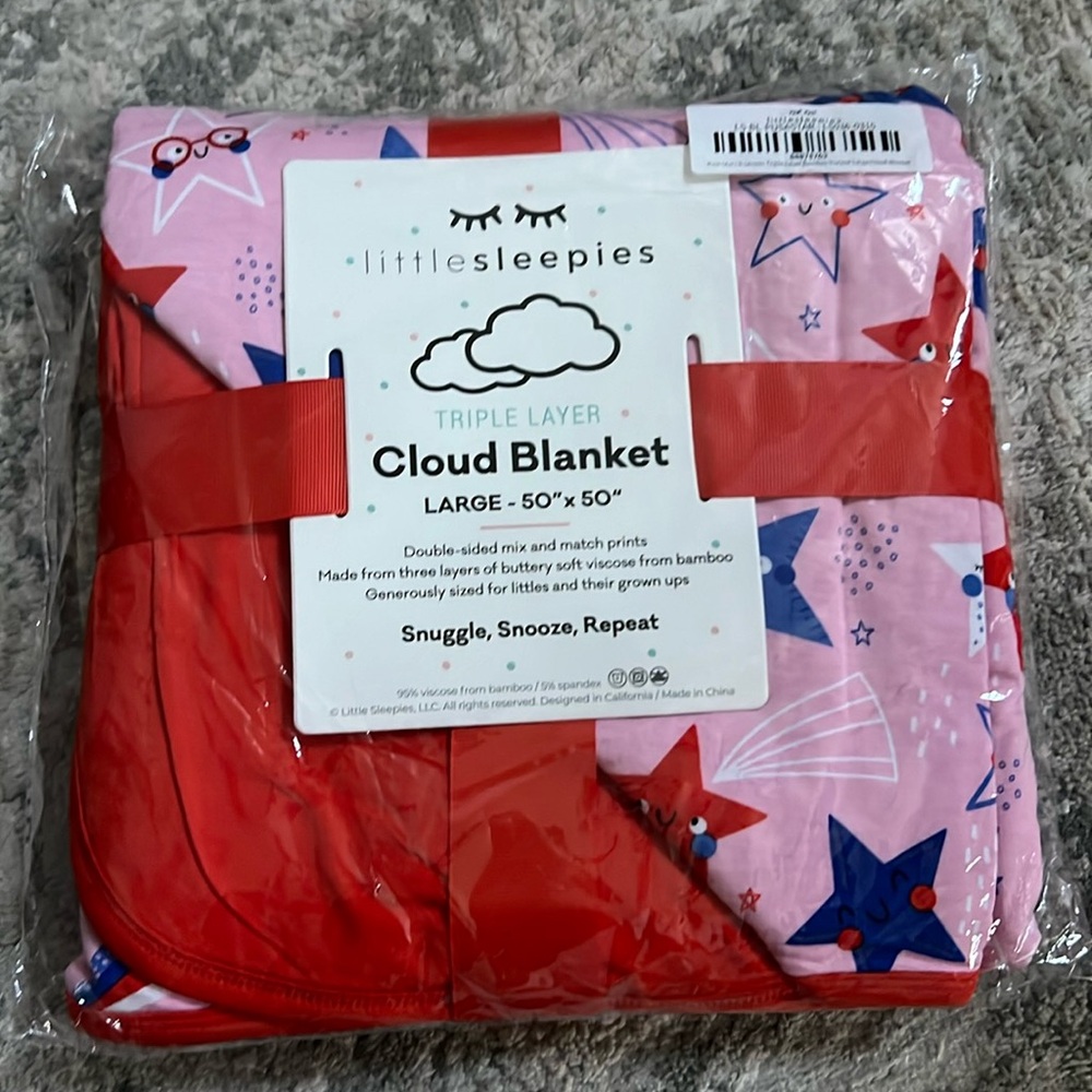 Little Sleepies Triple Layer Cloud Blanket - Pink Stars & Stripes🇺🇸🤩⭐️✨